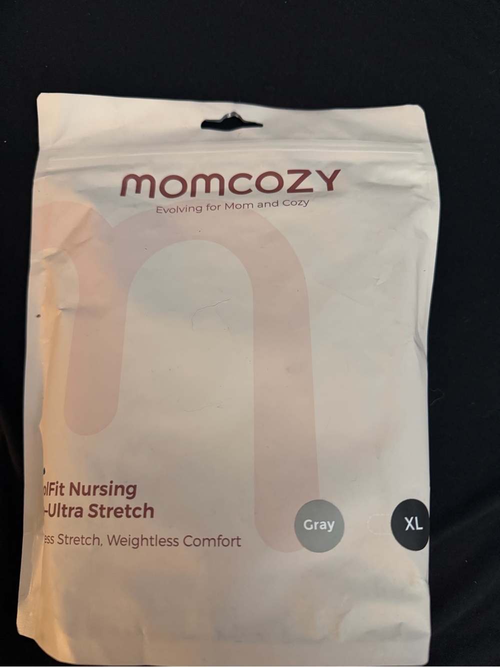 MomCozy Gray Nursing Bra - Soft Stretch Support (XL)